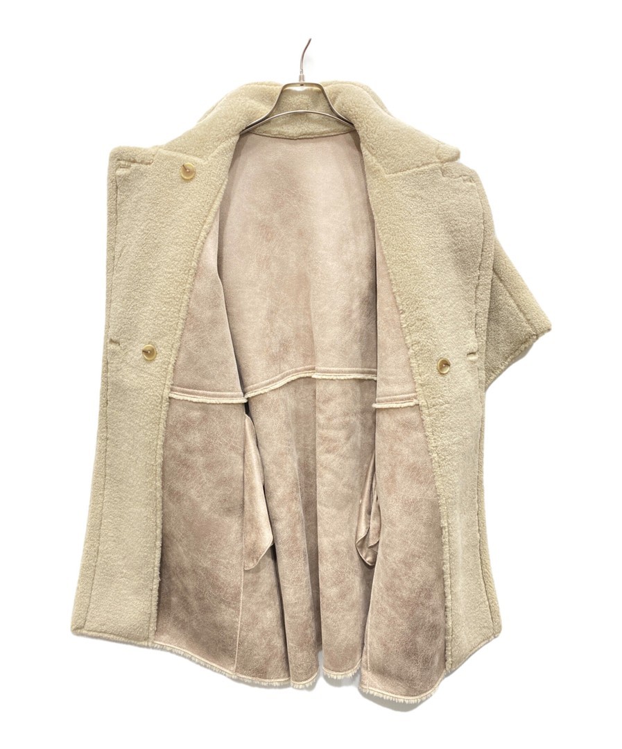 Ameri REVERSIBLE BOA PONCHO COAT 1220730980 Beige… - image 5