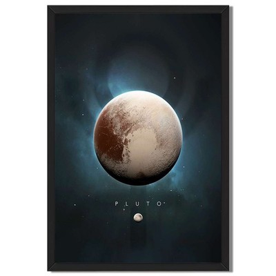 Pluto Planet Space Art Framed Canvas Print Modern Wall Decor