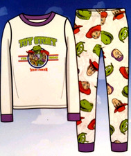 Boy's Size 10 Disney Toy Story 2pc Pajama Set White Purple Trim W/Graphics