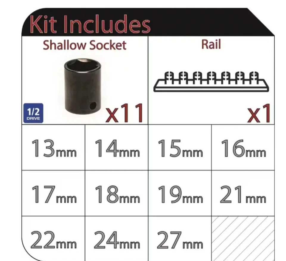 Husky 1/2 in. Drive Standard Metric 6-Point Impact Socket Set (11-Piece) - Image 2 of 4