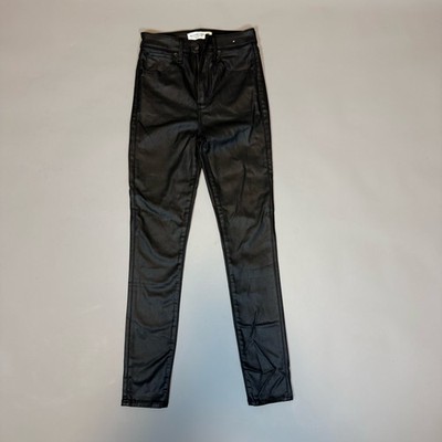 Abercrombie & Fitch Black Faux Leather Skinny Pants Women s Size 24 High Rise