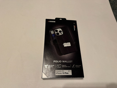 XBASE FOLIO WALLET FOR IPHONE 15 plus WITH MAGCHARGE ENABLED BLACK NEW