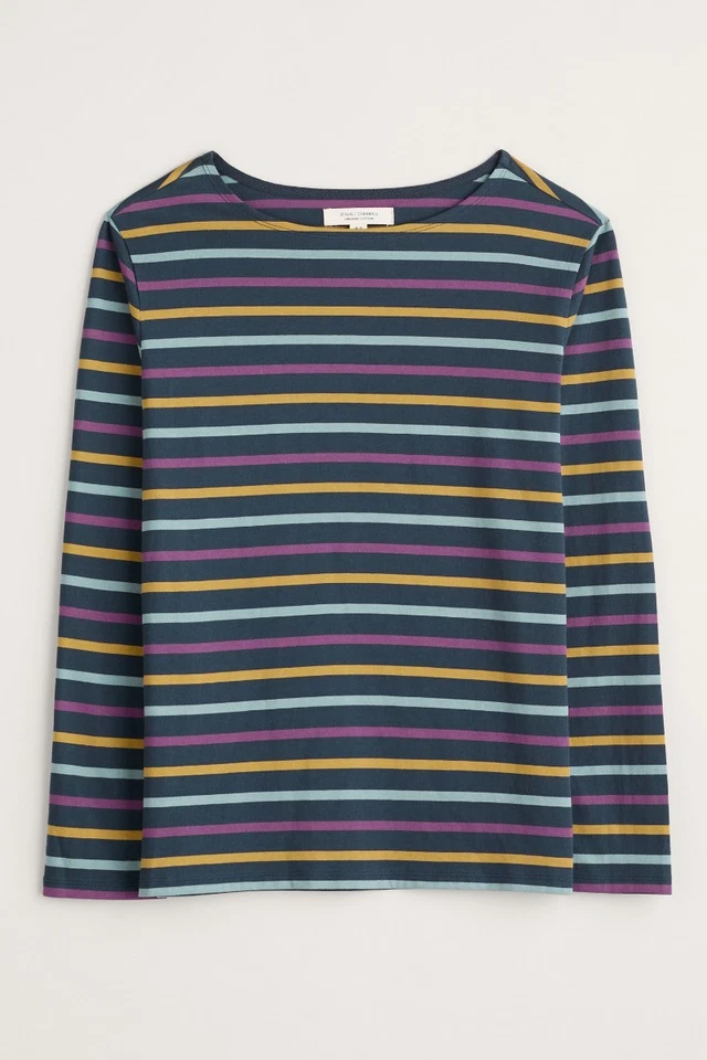 Seasalt Women's Regular Sailor Shirt Jersey Tri Breton Maritime Aniseed - Image 2 of 4