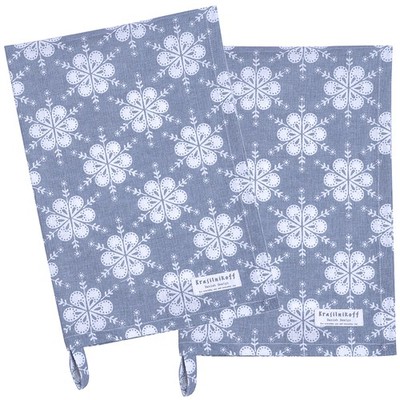 Küchentücher KRASILNIKOFF 2er Pack 100% Baumwolle Danish Design Flowers blau NEU
