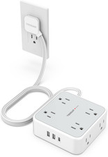 Surge Protector Power Strip with 5 Ft Extension Cord, 3 Sided Outlet Extender