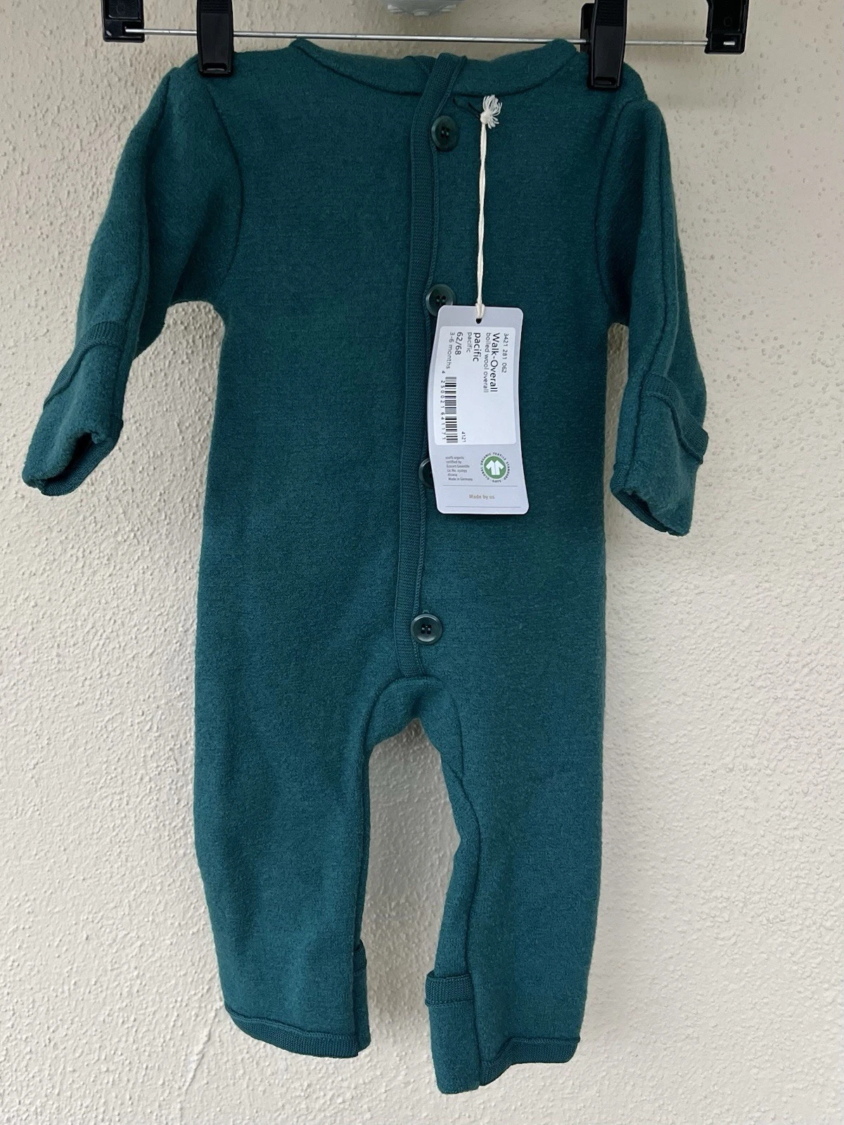 DISANA Baby Thermal Snowsuit Romper Hood Foldable Cuffs Boiled Wool Overalls