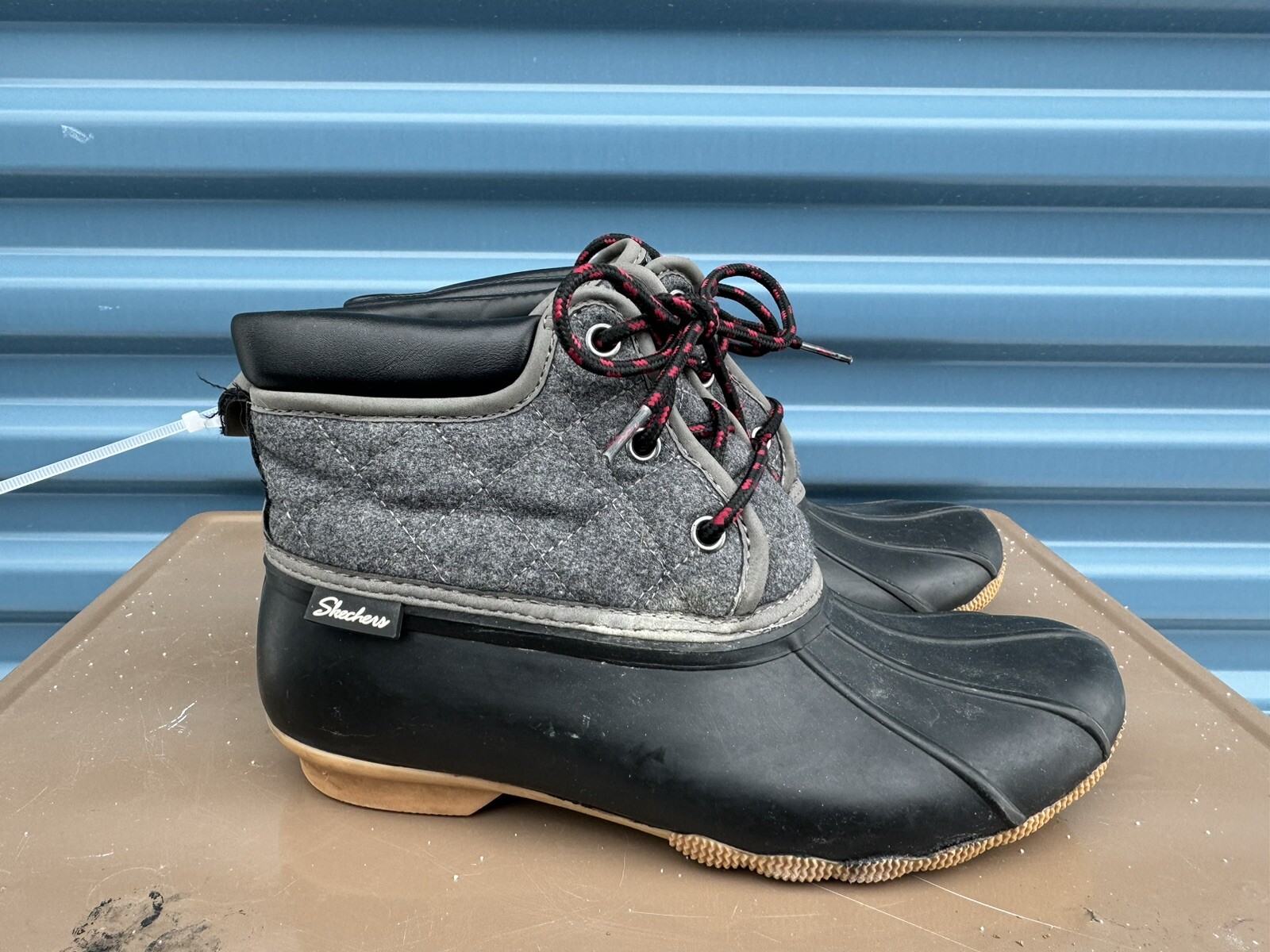 Skechers Women's Pond Lil-Puddles 44376 BKCC Black Gray Duck Boots