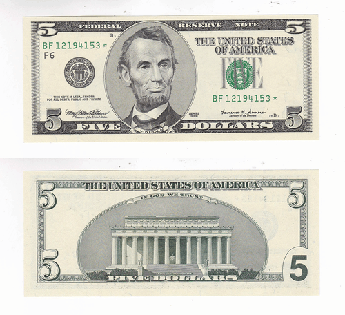 1999 $5 Atlanta District Star Federal Reserve Note FR 1987-F* Uncirculated #153 - Picture 1 of 3