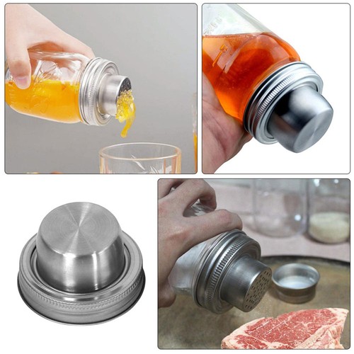 2Pcs Mason Jar Shaker Tops Stainless Steel Cocktail Lids for Spices and Flour - Bild 6 von 12