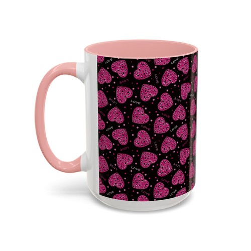 Accent Coffee Mug (11, 15oz) Pink Hearts - Picture 16 of 17