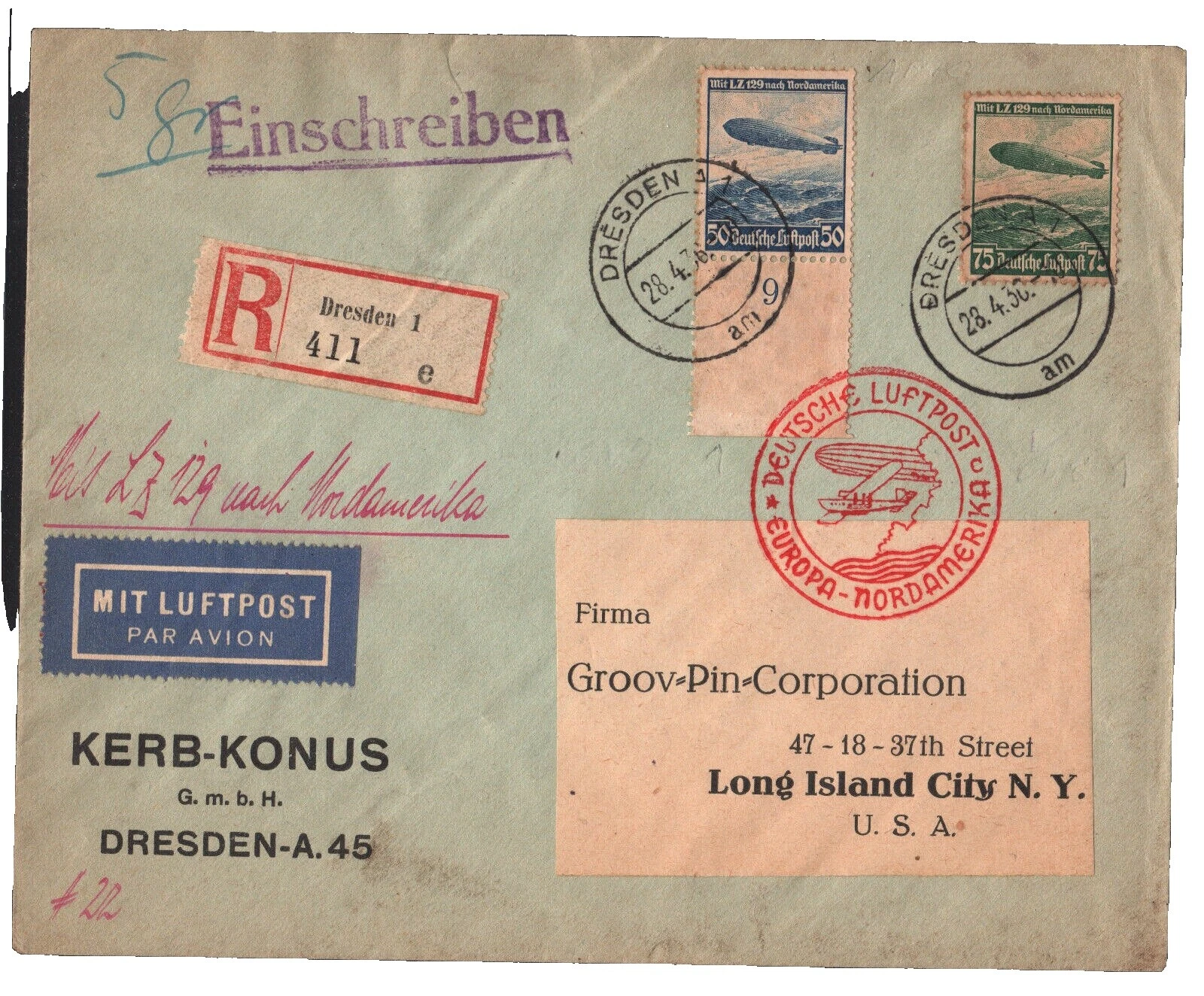 German Aviation Postal History Stamps