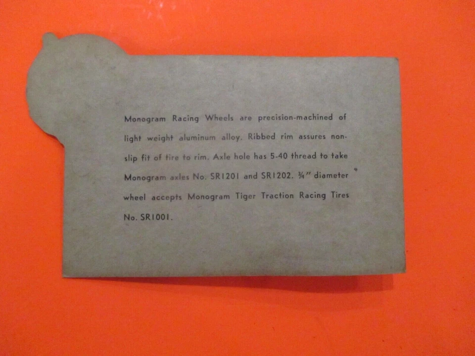 VTG 1964 1/24TH SLOT CAR MONOGRAM TIGER RACING WHEELS SR1101 3/4" DIA METAL NOS - Image 3 of 3