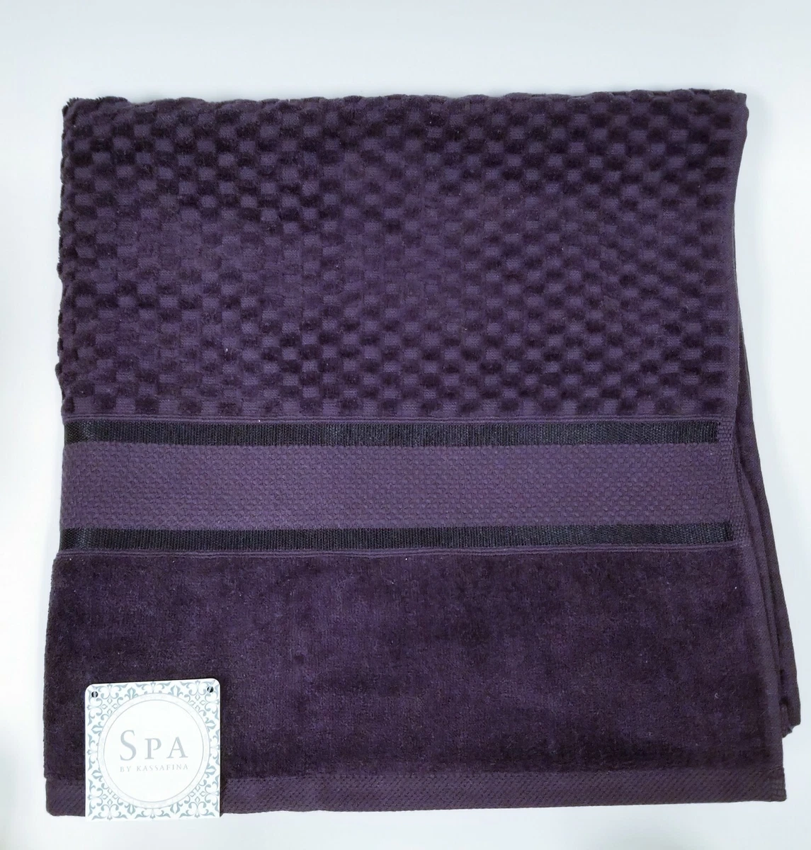NEW SPA KASSAFINA VIOLET 3D SMALL CHECKER PATTERN 100 COTTON BATH