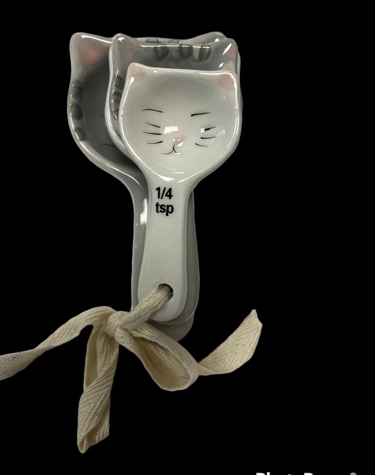 World Market Cat Shaped Ceramic Measuring Spoons SEE PHOTOS - Kitty- Cooking - Image 2 of 4