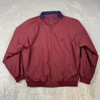 Izod Crest VTG Jacket Mens XL Burgundy Full Zip Casual Solid Basic Dad Jacket