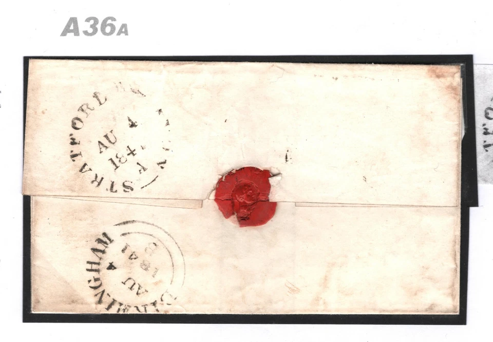 GB WARWICKS Cover 1841 Superb *PAID AT STRATFORD* Distinctive Oval Postmark A36a - Image 3 of 4