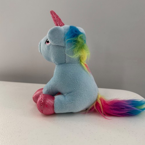 Blue Plush Unicorn Toy Rainbow Mane & Sequin Accents 9" Sparkling Scholastic a - Picture 6 of 8