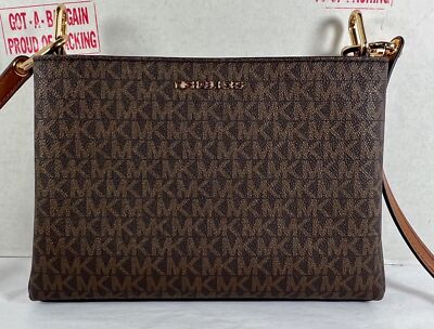 Michael Kors Trisha Triple Compartment Brown MK Signature