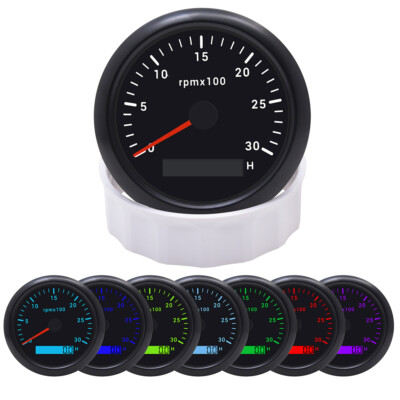 85mm Tachometer Tacho Meter Messgerät LCD Hourmeter Für Auto Boot  0-3000RPM