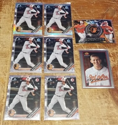 (8) 2019 Bowman Draft Adley Rutschman - 2 Refractors, 2 Chrome, 2 Paper, 2 Inser