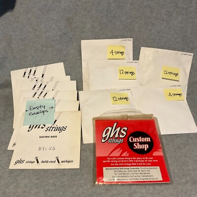 Mix Lot of 44 GHS STRINGS CUSTOM SHOP SPECIALTY STRINGS & 6 Empty Envelops *Read