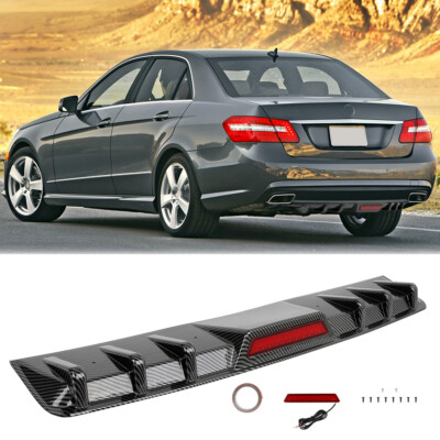 Carbon Rear Bumper Spoiler Diffuser w/Light For Mercedes Benz W204 C250 C200 C63