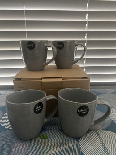 Habitat Set Of 4 Stoneware Reactive Glaze Mugs- New Grey BNIB