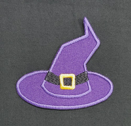 Hexenmütze Halloween bestickt Applikation Aufbügeln Aufnäher 3 Zoll x 2,75 Zoll Trick/Leckerli - Bild 10 von 10
