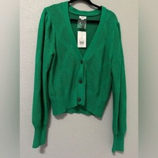 New with tags Crown and Ivy cardigan sweater size M green color 100 cotton
