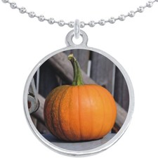 Festive Fall Pumpkin Round Pendant Necklace Beautiful Fashion Jewelry