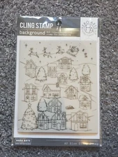Hero Arts Cling Stamp Background Winter Village Peek-A-Boo