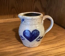 Rowe Pottery Works Small Heart Pitcher Creamer Salt Glaze Stoneware Vintage 1983