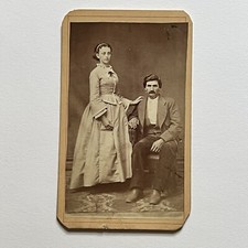 Antique CDV Photograph Beautiful Couple Man & Woman Odd Eye Goshen IN