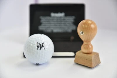 TRODAT Personalised Golf Ball Rubber stamp kit, Golfing gift, Initials, Logo stamp