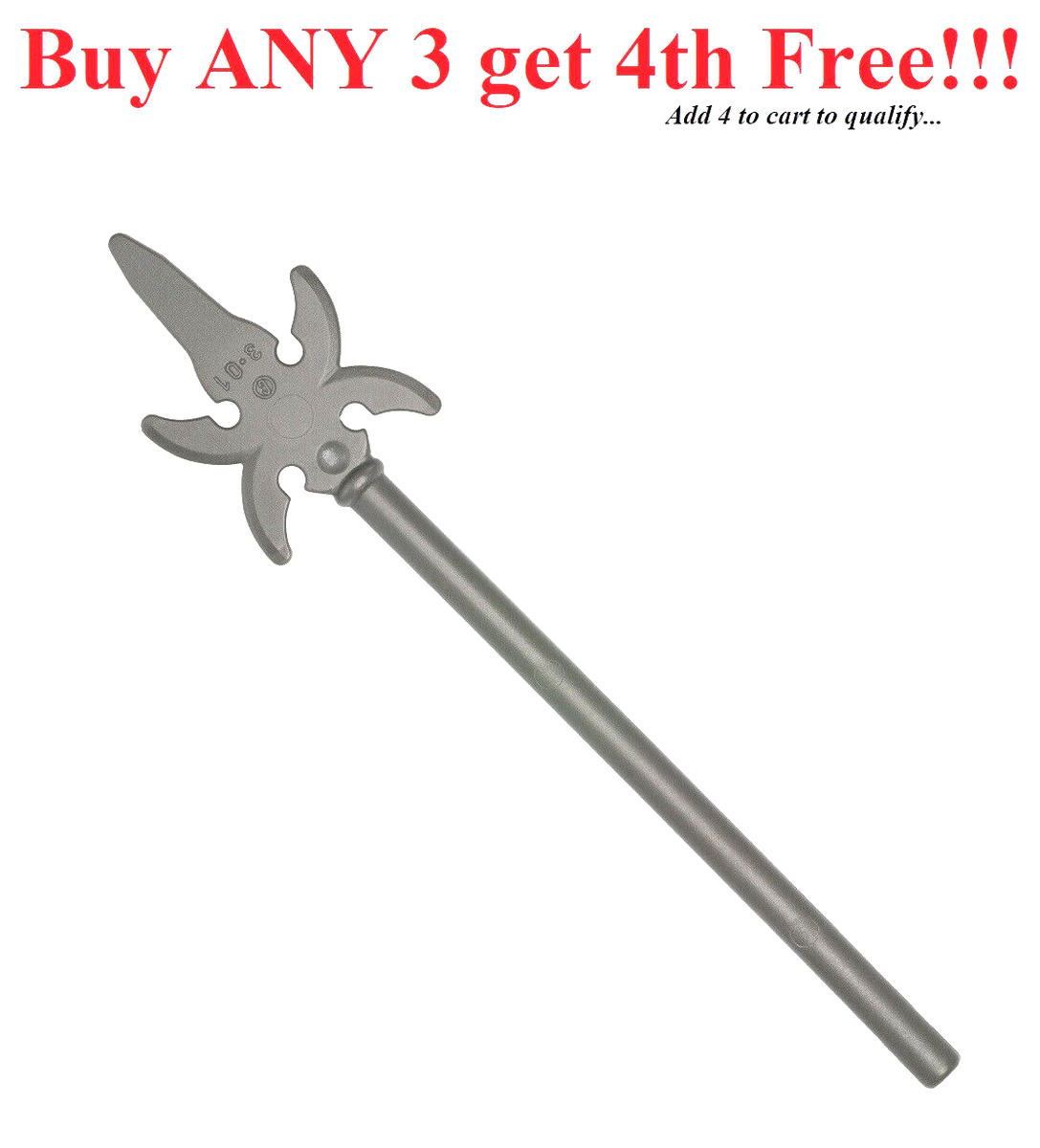 ☀️NEW! Lego Weapon DB Gray 4 SIDED PIKE Major Spear Ninjago