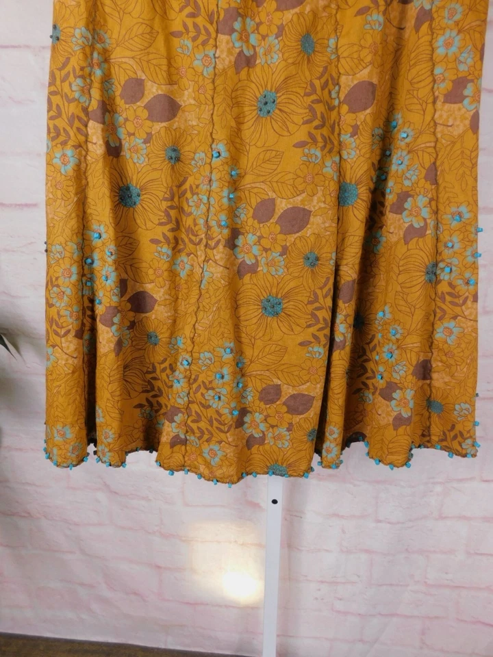 Falda Floral Susan Graver Pequeña Amarillo Azul Boho Foto 3 de 4