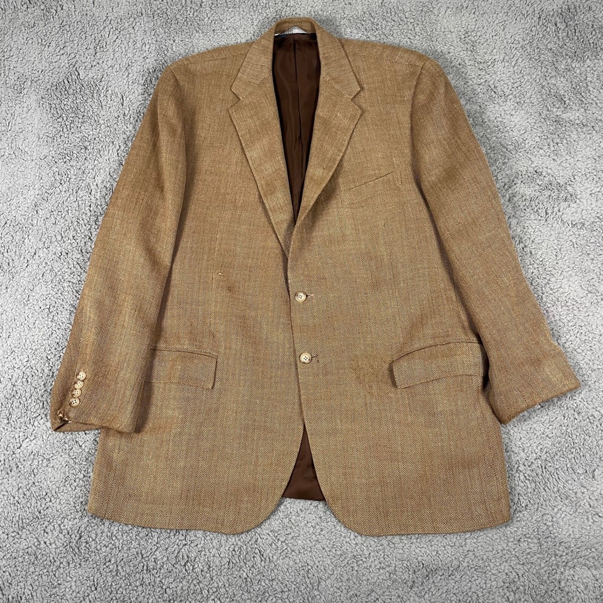 Polo Ralph Lauren Blazer Mens Size 48L Brown Herringbone