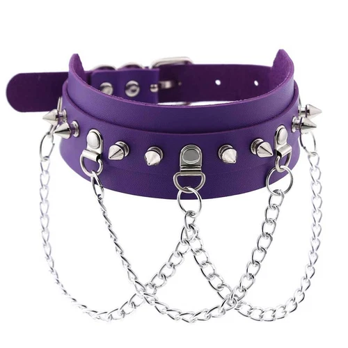 Punk Gothic Spike Rivit Choker Halsband PU Leder BDSM Halskette 16 Farben - Bild 11 von 36