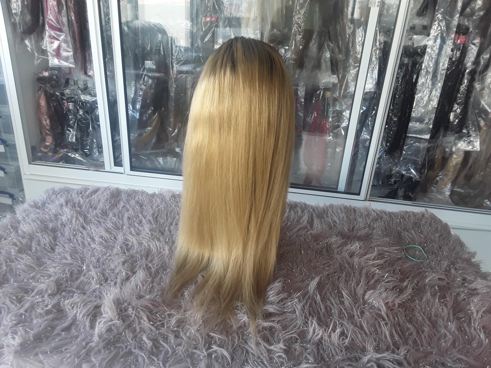 12A 18INCH BRAZILIAN VIRGIN HAIR GLUELESS FULL LACE WIG STRAIGHT 2#/27# 180% DEN