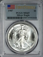 1987 American Silver Eagle PCGS MS69 First Strike RARE IN FIRST STRIKE