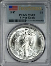 1987 American Silver Eagle PCGS MS69 First Strike RARE IN FIRST STRIKE