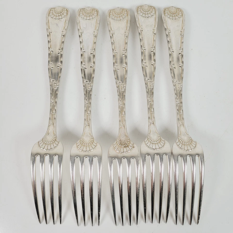 古董 5X TIFFANY & CO. WAVE EDGE 7.12 英寸晚餐叉纯银 — 第 4/4 张图片