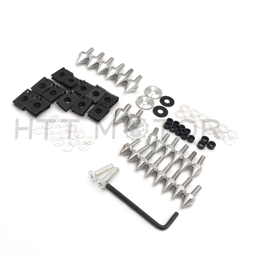 Silver Spike Fairing Bolts Kit For 1998-2002 Kawasaki Ninja Zx6