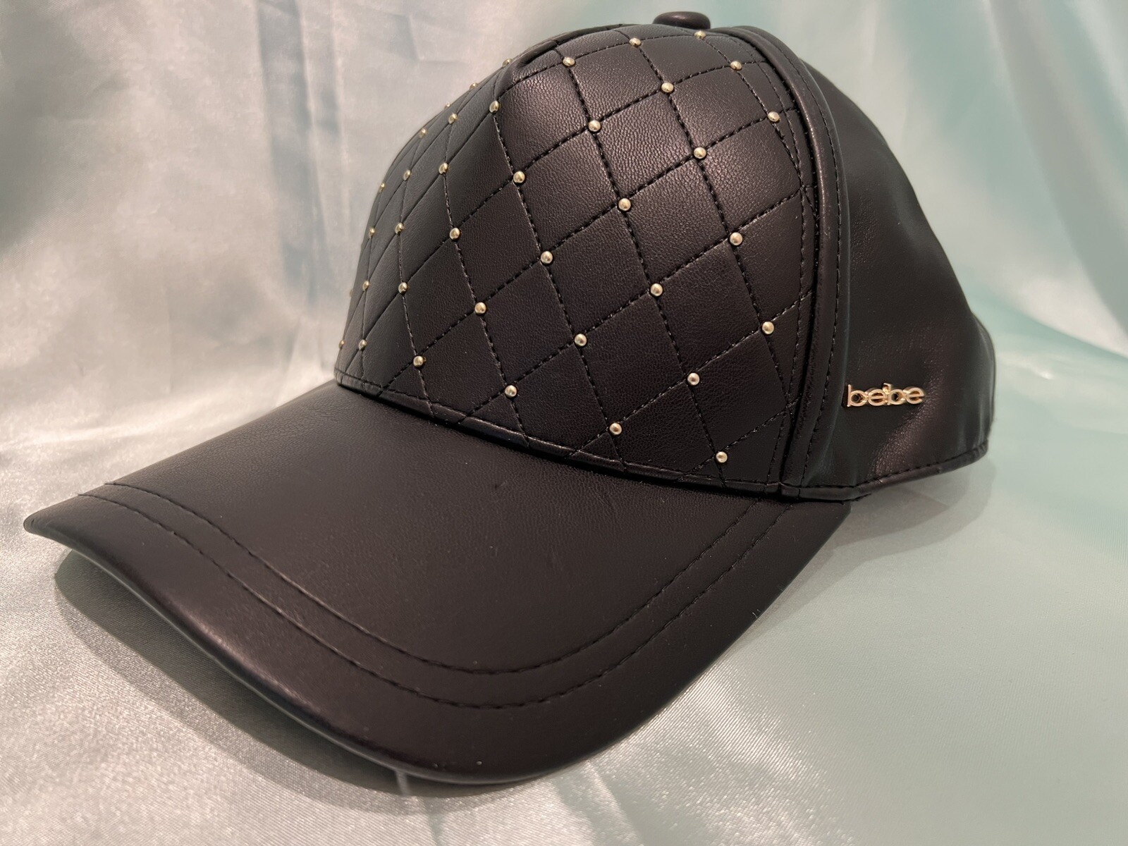 Bebe Black Faux Leather Women's Studded Accent Cap  