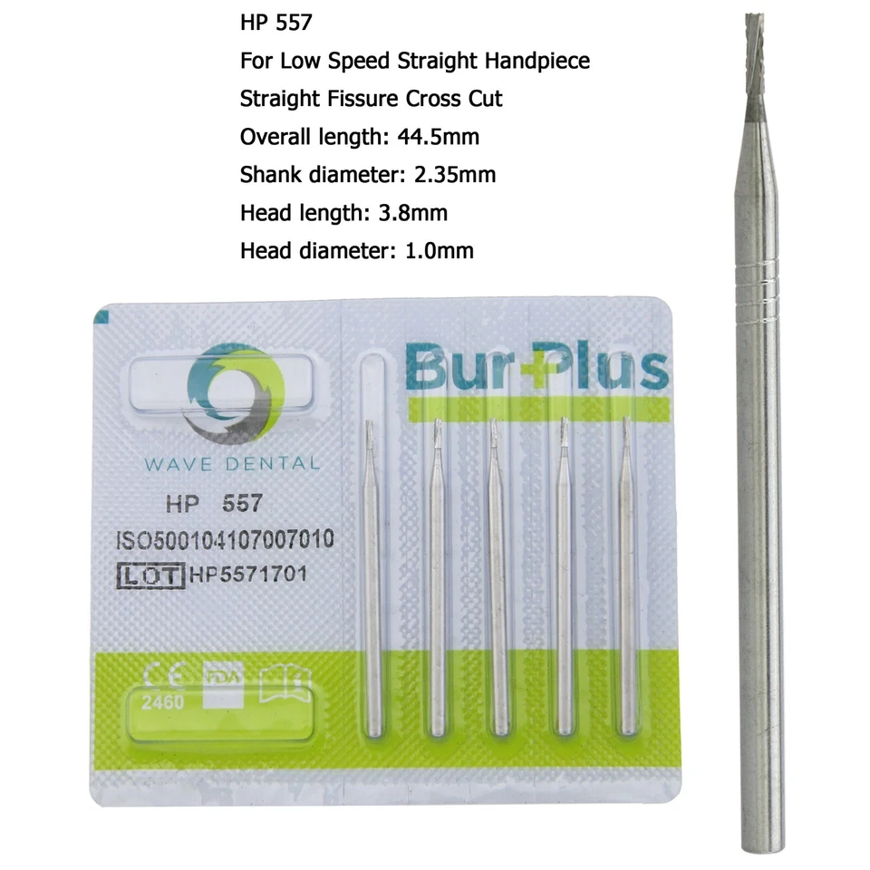 Wave Dental Carbide Burs Straight Surgical Burs Low Speed HP 557 702 703L 44.5mm - Image 2 of 4