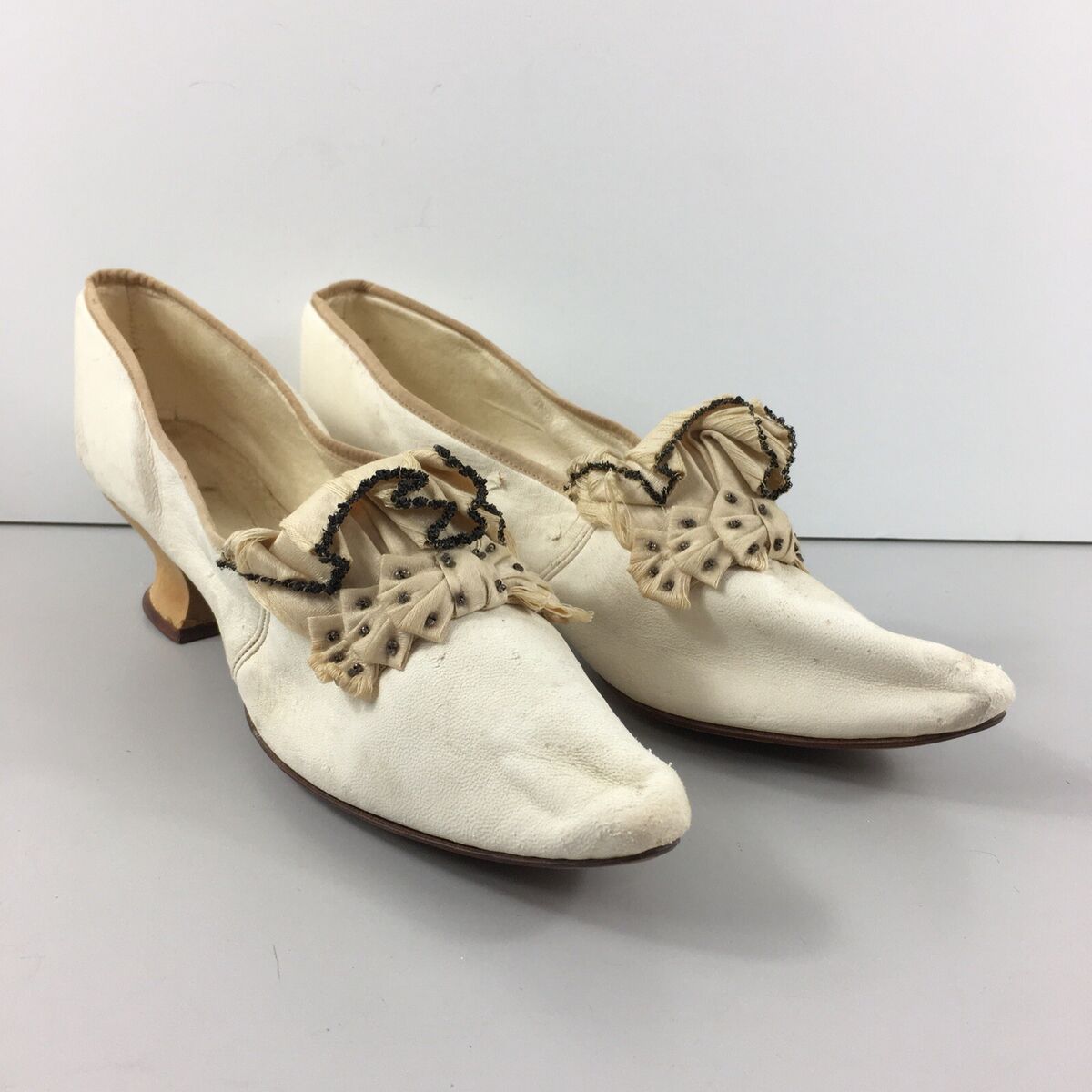 Antique Womens Formal Dress Shoes Soft White Leather Toe Antique Womens Formal Dress Shoes Soft White Leather Toe