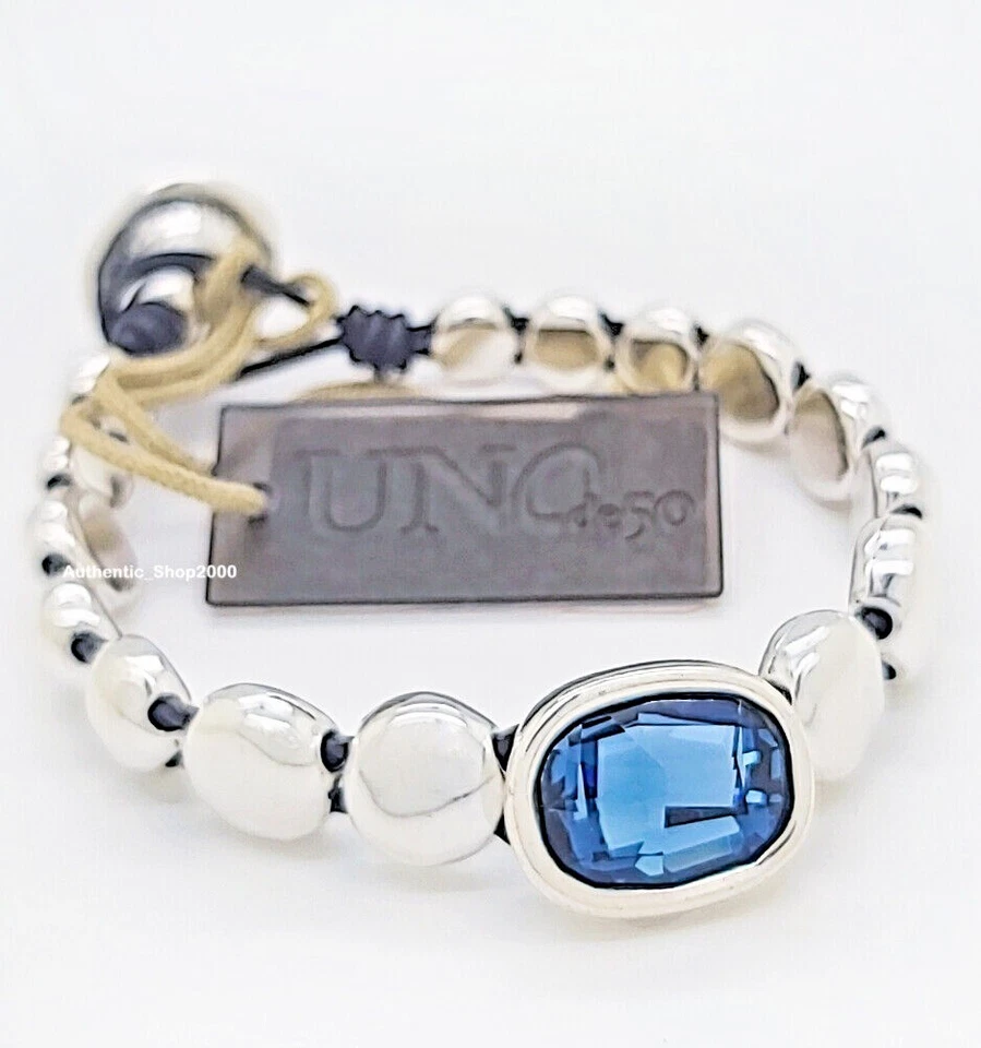 Nuevo Brazalete Mágico 100% Marca UNO De 50 Cuentas de Plata Cristal Azul PUL2015A Foto 3 de 4