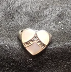 Nice VINTAGE MOTHER OF PEARL HEART Sterling Silver 925 BAND RING SIZE 7.5