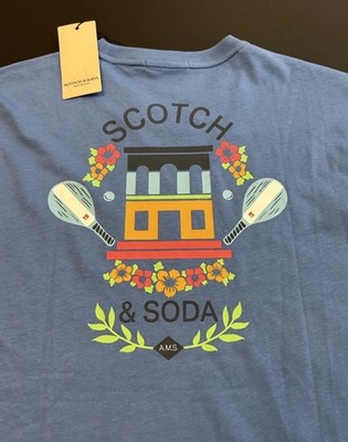 Scotch and Soda Amsterdam Cotton Blue T-Shirt Tropical Paddle Men s XL NWT