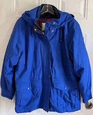 Vintage London Fog Towne Jacket Blue Coat Removable Plaid Red Liner Winter LP